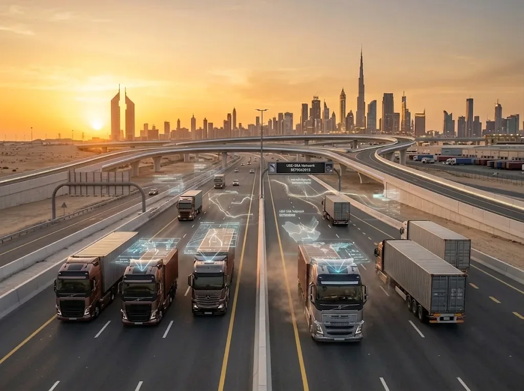 Freight truck transporting cargo on a highway